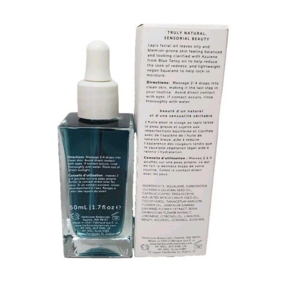 Herbivore Lapis Blue Tansy + Squalane Balancing Facial Oil 1.7 fl oz (50mL) NEW - Picture 2 of 8
